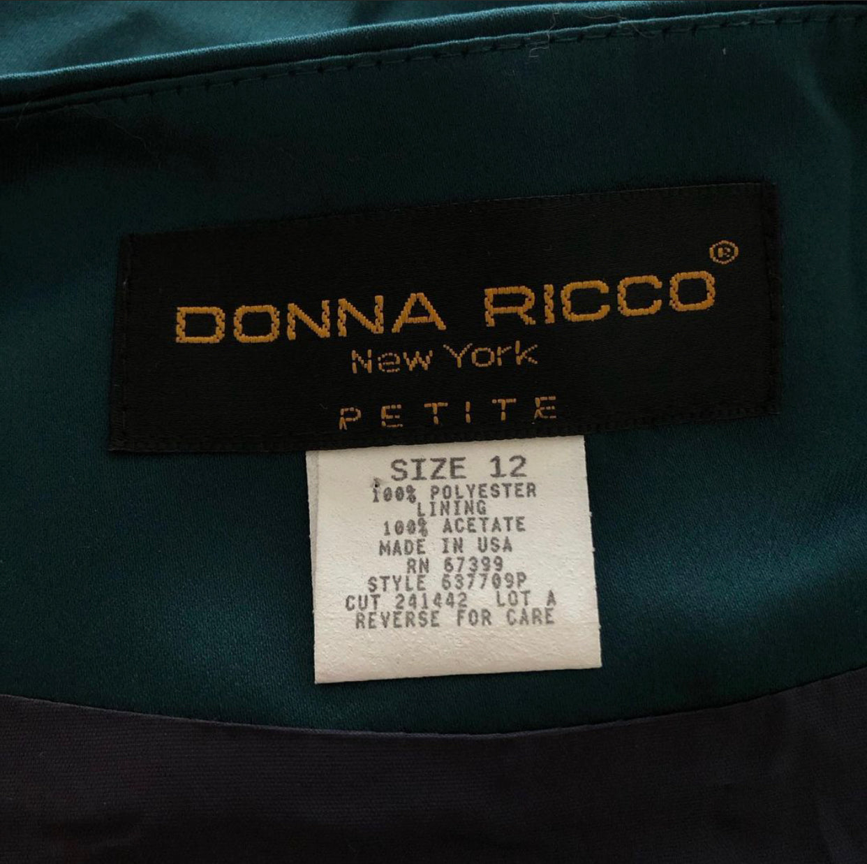 80's Donna Ricco Emerald Green Retro Satin Blouse (L)