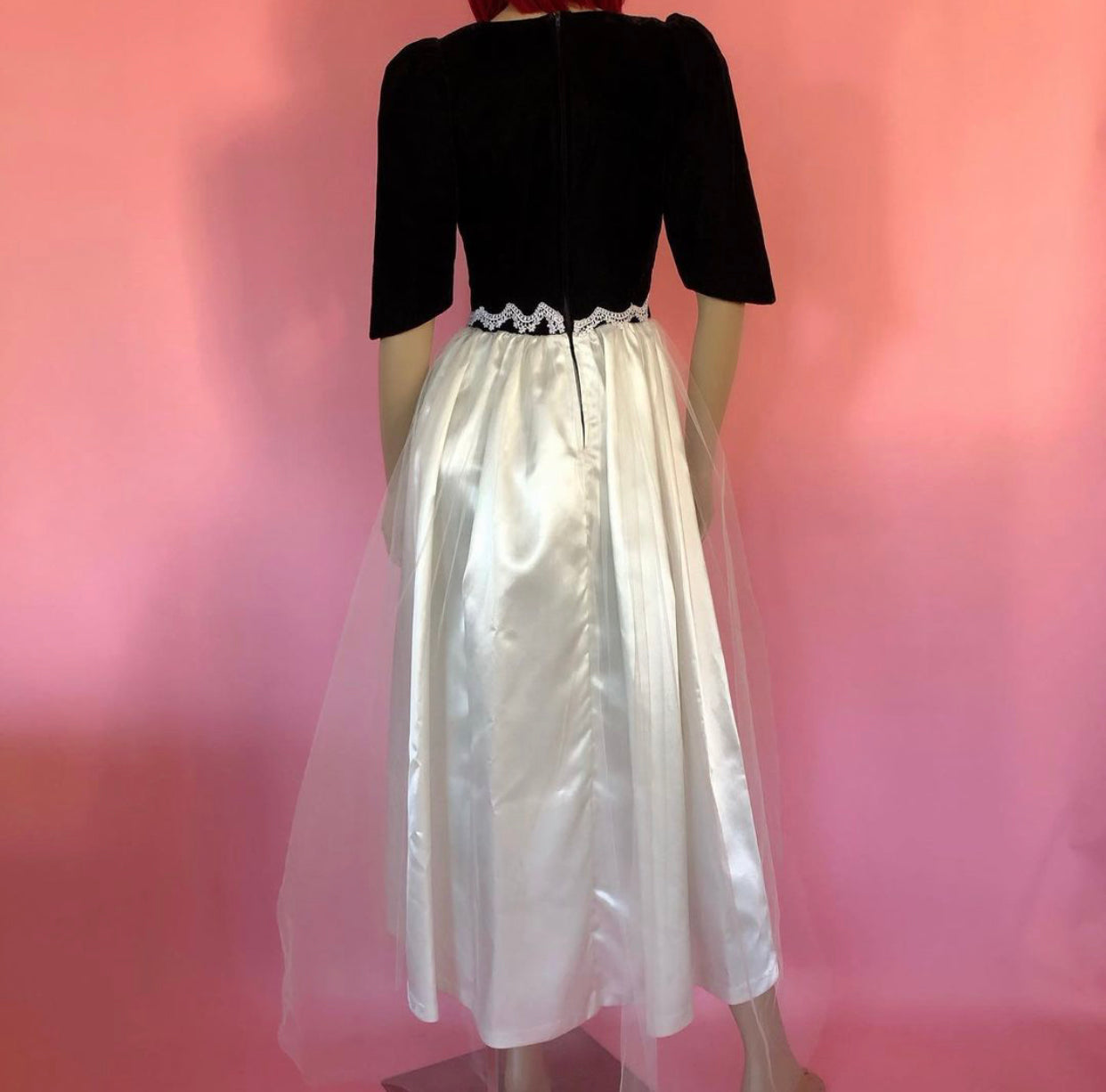 80's/90's Black and White Bridal Gown/Prom Dress (S)